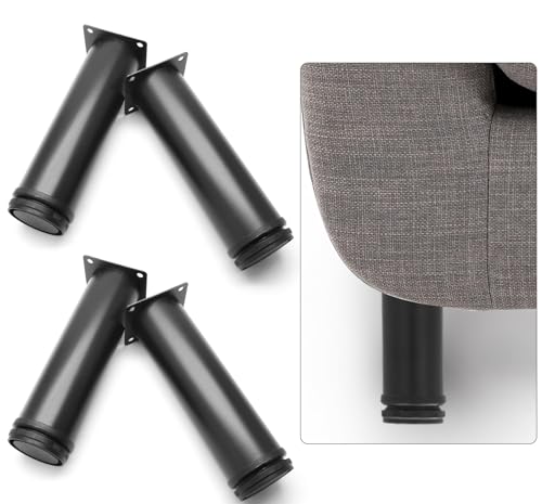 7 Inch Adjustable Furniture Legs, Set of 4, Black - size: 7 Inch / 180mm