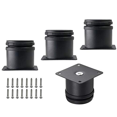 Set of 4 Adjustable Stainless Steel Furniture Legs 2 Inch Black - color: Black, size: 2 inch