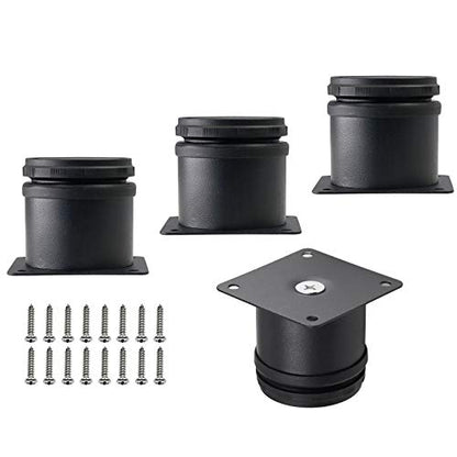 Set of 4 Adjustable Stainless Steel Furniture Legs 2 Inch Black - color: Black, size: 2 inch