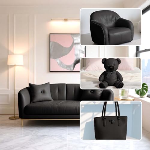 Faux Leather Fabric Smooth Solid 54" x 36" (Black) - color: Black