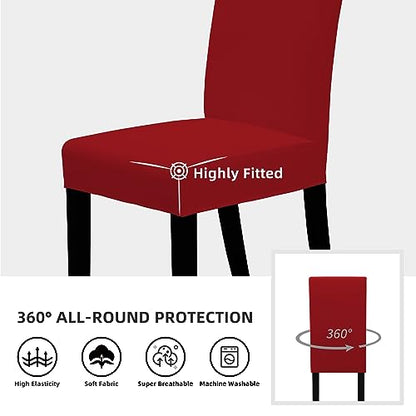 Easy-Going Stretch Dining Room Chair Slipcovers Set of 4, Christmas Red - color: Christmas Red