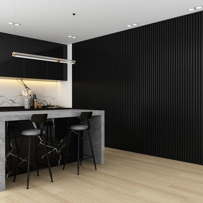 Slat Wall Panel 8-Pack, 118’’x6.1’’, Black - size: 118’’x6.1’’-Black