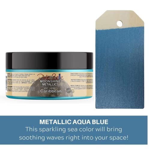 Dixie Belle Paint Company Moonshine Metallics - Caribbean (4oz) - color: Caribbean, style: 4 Fl Oz (Pack of 1)