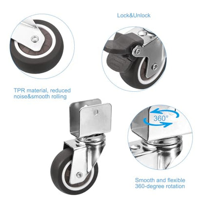 PATIKIL 1.5" Swivel Caster Wheels W/ 0.98" U Bracket Total Load 165lbs 4Set