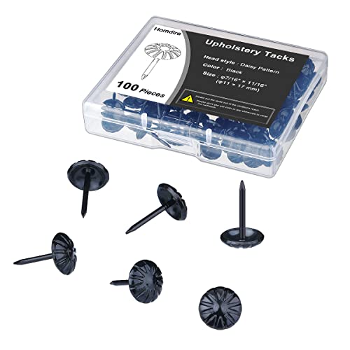 Black Upholstery Tacks, 7/16 inch Upholstery Nails for Furniture Sofa DIY,100PCS Decorative Tacks for Upholstery Decorative, Daisy Upholstery Tacks for Wood - color: Black, size: 7/16"x11/16"(11x17mm)