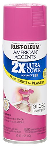 Rust Oleum 280700 American Accents Ultra Cover 2X Spray Paint, Gloss Berry Pink, 12-Ounce - color: Gloss Berry Pink