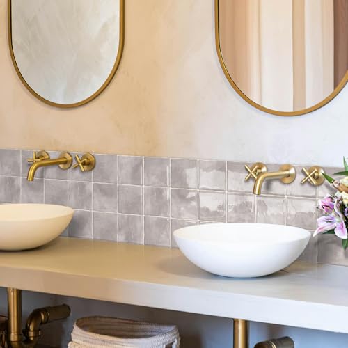 10 Sheet Thicker Peel and Stick Backsplash Tile, 12"x12" 3D Self Adhesive Square Mosaic Subway Checkered Vinyl Backsplash Stick on Wall Tiles for Bathroom, Kitchen, Living Room (10, Pink) - color: Pink