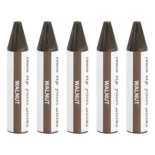 uxcell Wood Filler Stick, 5 Pcs Wax Sticks Wood Touch Up Markers, Furniture Crayons for Scratches Holes Crack Tables Desks Wooden Floors Repair Cover Ups, Walnut - color: Walnut