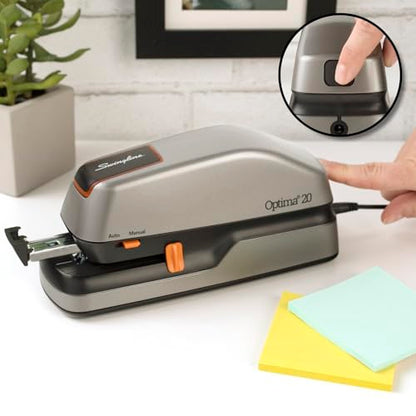Swingline Electric Stapler, 20 Sheet Capacity, Optima 20, Jam Free, Auto or Manual, Plug in or Battery, Silver (48208) (Pack of 2) - size: 20 Sheet (Pack of 2), style: Full Strip (Pack of 1)