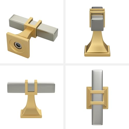 Haliwu Brushed Nickel and Gold Cabinet Knobs 6 Pack, Silver Drawer Knobs, Square 2 Tone Hardware for Kitchen Cupboard - color: Brushed Nickel and Matte Gold, size: 51mm(2 inch)