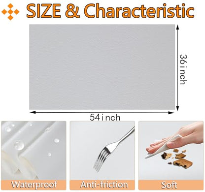 CDY Marine Vinyl Faux Leather: Soft Waterproof Faux Leather Fabric 54"x 36" - color: White