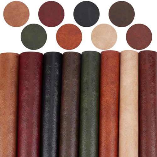 8PCS 11.8 x 8.3 Inch Distressed Synthetic PU Leather Sheet Soft Crazy Horse Microfiber Vinyl Roll Leather Upholstery Textured Fabric for Purses Jewlery Making Home Decoration - color: 8 Color 7