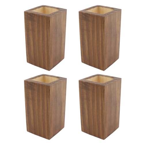 Retro Red Cuboid Pine Wooden Square Holes Furniture Riser 4Pcs - color: Retro Red, size: In dia 1.97"/H 3.94"