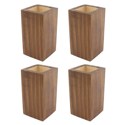 Retro Red Cuboid Pine Wooden Square Holes Furniture Riser 4Pcs - color: Retro Red, size: In dia 1.97"/H 3.94"