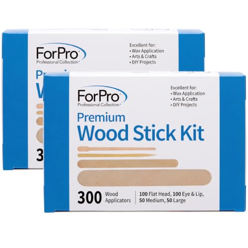 ForPro Premium Wood Stick 300 Pcs Kit, Non-Sterile, Assorted Hair Removal Waxing Applicators for Face & Body, 300-Count (Pack of 2) - size: 300 Count (Pack of 2)