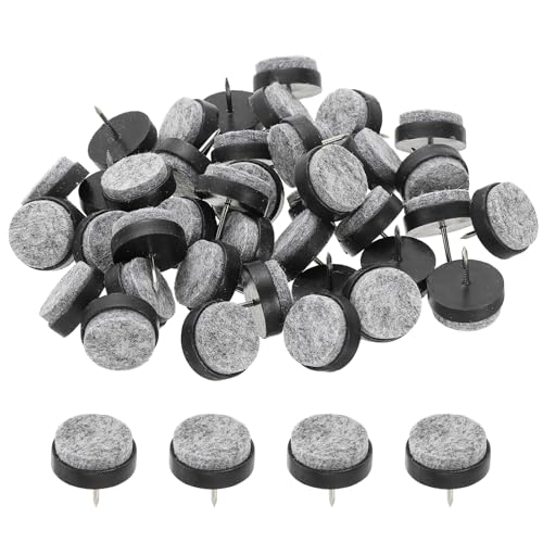 PATIKIL 24 mm Nail-on Felt Pads 40Pcs Round Felt Furniture Sliders Black - color: Black, size: 24 mm