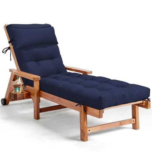 76 x 22 x 4.7 Waterproof Chaise Lounge Chair Cushion Outdoo Navy Blue - color: 6#, size: 1 Pack