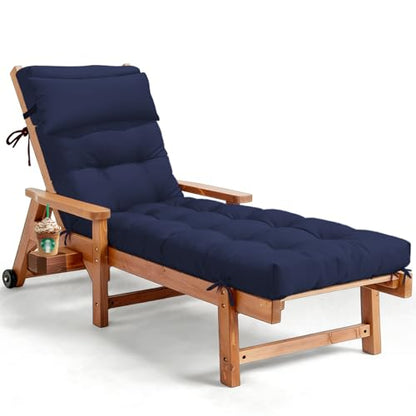 76 x 22 x 4.7 Waterproof Chaise Lounge Chair Cushion Outdoo Navy Blue - color: 6#, size: 1 Pack