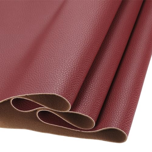 DMiotech 1 Pack 14 Inch x 53 Inch Faux Leather Sheet Furniture Cover Soft Grain Maroon Red PU Leather Roll for Handmade DIY Craft Projects - color: Maroon Red