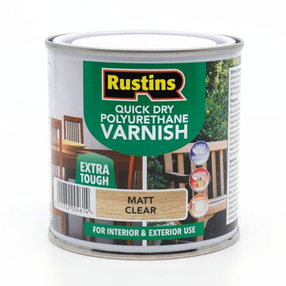 Rustins Quick Dry Polyurethane Varnish Matt Clear 250ml - color: Matt Clear, size: 250ml