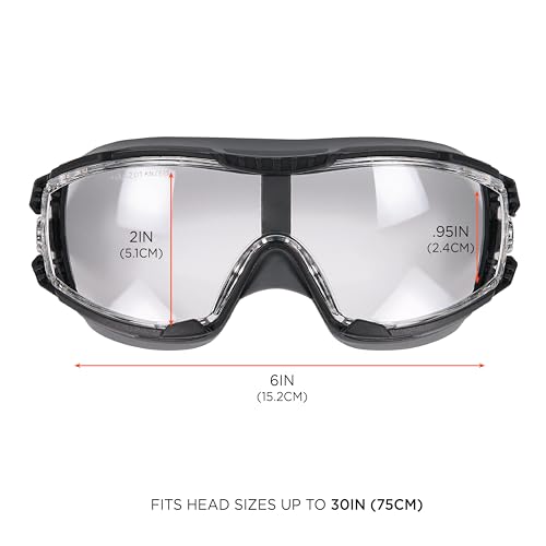 Ergodyne Skullerz Arkyn Protective Dust Safety Goggle, Non-Vented, Anti Fog, Scratch Resistant, Adjustable Fabric Strap - color: Clear Lens, style: Work Utility