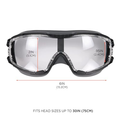 Ergodyne Skullerz Arkyn Protective Dust Safety Goggle, Non-Vented, Anti Fog, Scratch Resistant, Adjustable Fabric Strap - color: Clear Lens, style: Work Utility