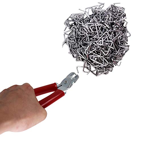 HARDK Hog Ring Pliers set Angled with 500PCS Galvanized Hog Rings - Perfect for Furniture Upholstery, Auto Upholstery, Plastic Meat & Sausage Casings - style: Angled & 500 PCS
