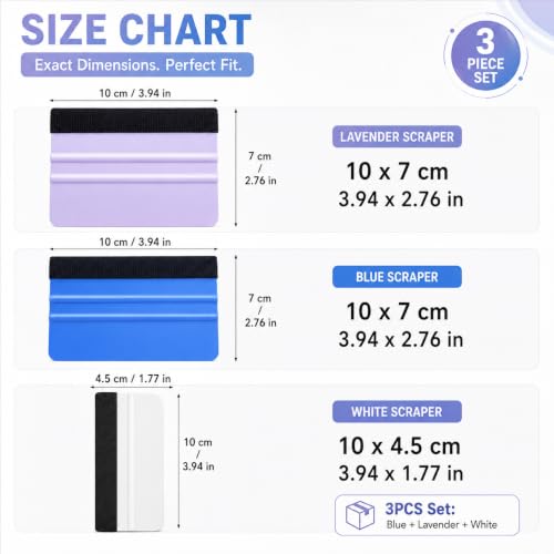 3 Pcs Durable Felt Edge Vinyl Squeegee Tool - Car Squeegee Decal Soft Vinyl Wrap Window Tint Application Tool - color: Squeegee
