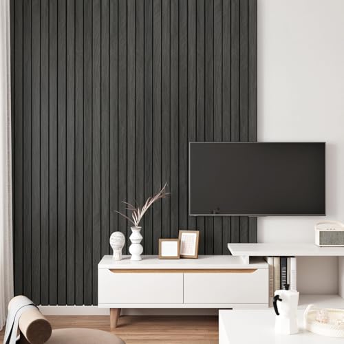 197"x23.6" 3D Wood Panels for Interior Wall Decor Peel and Stick Acoustic Wood Slat Wall Panel Self Adhesive Soundproof Wooden Slats Paneling Wallpaper for Bedroom Living Room Gym Backdrop - size: 23.6" x 197"