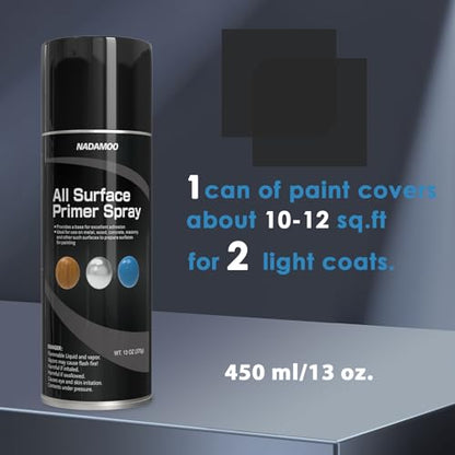 NADAMOO All Surface Primer Spray, Matte Black One-Part Epoxy Primer, 1 Can - color: Black, style: Pack of 1