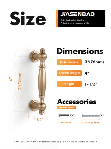 5 Pack Champagne Bronze Cabinet Pulls 3" Hole Center - color: Champagne Bronze, size: 3" hole center