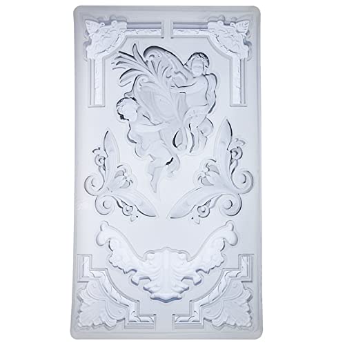 Art Mold for Polyclay Air Dry Clay Plaster, Border Frame with Cupids - color: Border, Frame, Cupids