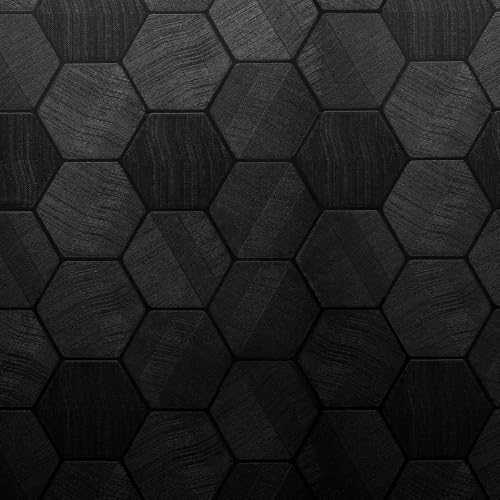 Self Adhesive Black Peel and Stick Wallpaper 23.6" X 197" 3D Hexagon - color: Black, size: 23.6" x 197"