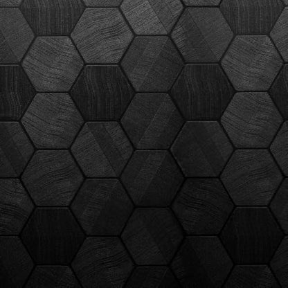 Self Adhesive Black Peel and Stick Wallpaper 23.6" X 197" 3D Hexagon - color: Black, size: 23.6" x 197"