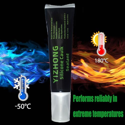 YIZHONG Silicone Sealant Caulk, 4.2 oz Tube for Bathroom & Kitchen, Easy Squeeze & Smooth Application, Low Odor (Clear-4 oz)