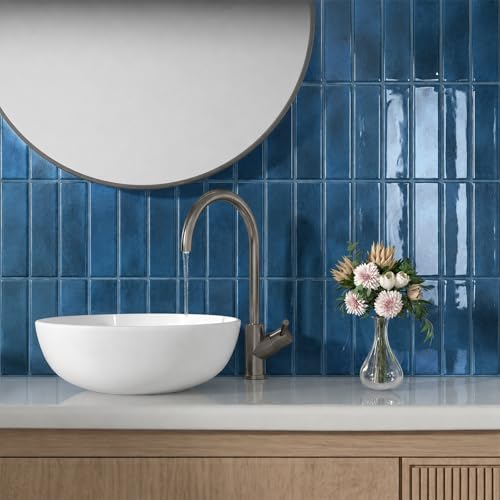 Peel and Stick Backsplash Tile for Kitchen - color: Deep Sea Blue
