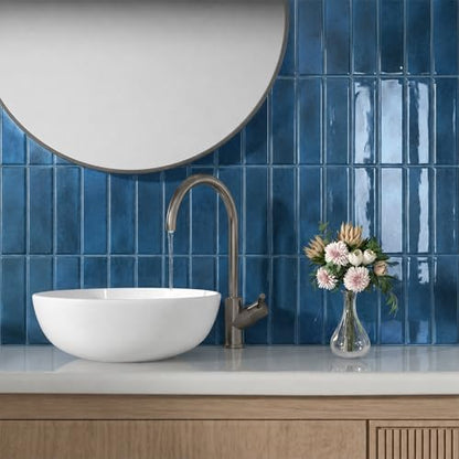 Peel and Stick Backsplash Tile for Kitchen - color: Deep Sea Blue