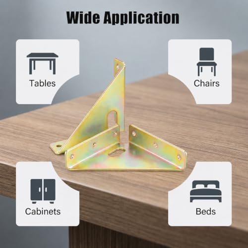 4 Pcs Heavy Duty Gusset Joints, Trapezi Corner Code (Yellow Zinc) - color: 4 Pcs Gusset Joints (Yellow Zinc)