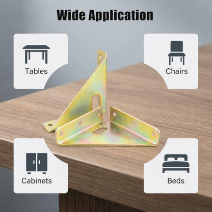 4 Pcs Heavy Duty Gusset Joints, Trapezi Corner Code (Yellow Zinc) - color: 4 Pcs Gusset Joints (Yellow Zinc)
