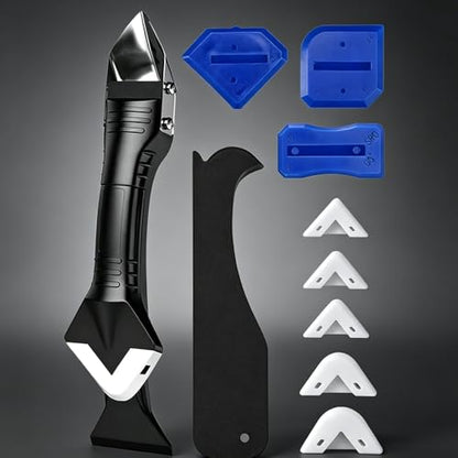 9Pc Caulking Tool,Silicone Sealant Remover Scraper,Ergonomic Handle-0.276lb