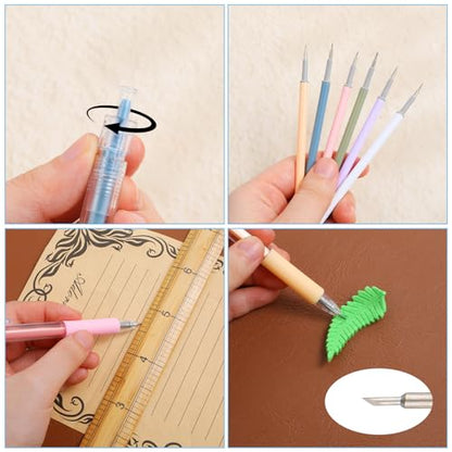 6 Pcs Knife Pen Craft Cutting Tools, Retractable Carving Knife Pen