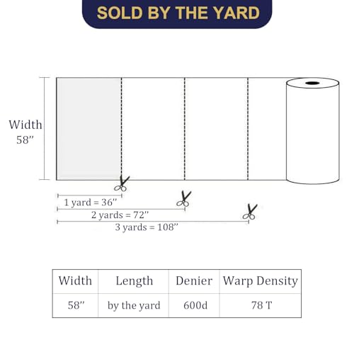 Waterproof Canvas Fabric by The Yard 600D Upholstery Outdoor Fabric 58”W - color: Silver Grey, size: Cut by the yard