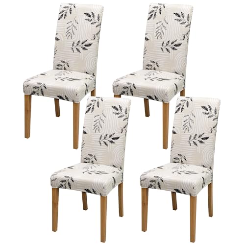 Dining Chair Covers, Stretch Seat Covers, Washable Furniture Protector - color: Jiheshuye, size: ‌Milk Silk