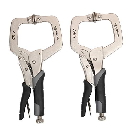 Amazon Basics Adjustable Metal Face Clamps for Woodworking, Welding, or Repairs, 3-inch Jaw Reach, Black/Silver, 2 Count (Pack of 6) - size: 11-Inch (Pack of 6)