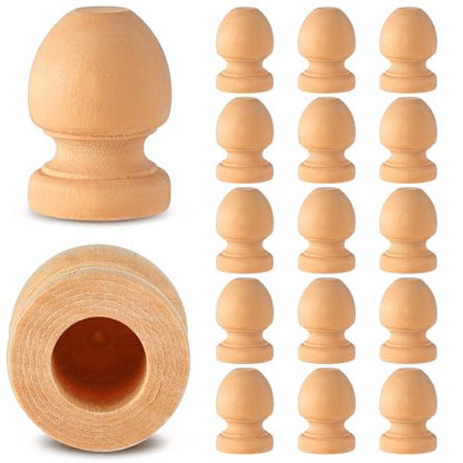 Pinkunn 30 Pcs Wood Drawer Knobs Finial Dowel Rod Unfinished, Acorn - style: Acorn