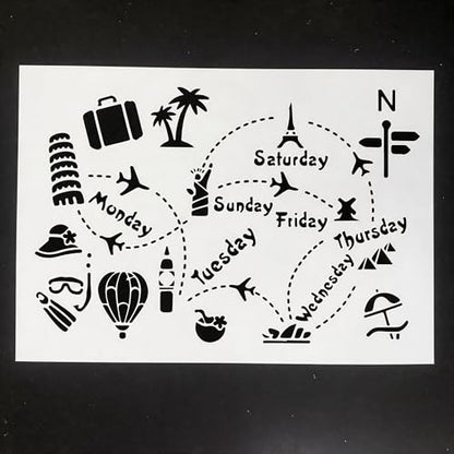TIAMECH A4 Reusable World Travel Landmark Stencil for Painting - color: World Travel Landmark