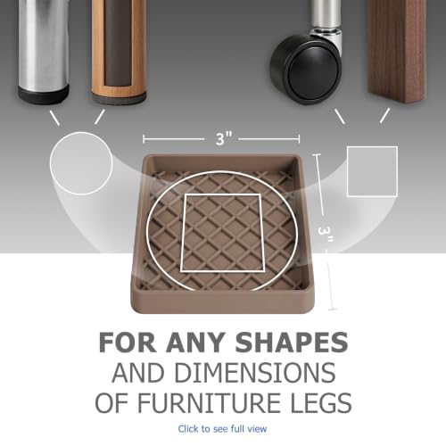 Non Slip Furniture Pads for Hardwood Floors -Yelanon 8Pcs 3” Coasters Cups - color: 8pcs3"square Brown Square