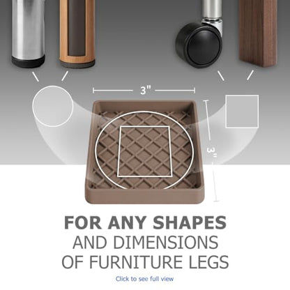 Non Slip Furniture Pads for Hardwood Floors -Yelanon 8Pcs 3” Coasters Cups - color: 8pcs3"square Brown Square