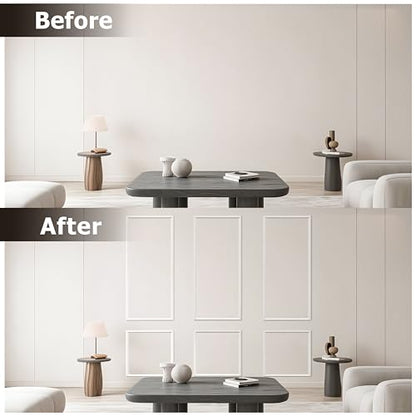 Pre-Cut Peel and Stick Wall Molding Kit Wainscoting Trim- Self Adhesive Premade Accent Panel Chair Rail for Interior Moulding Home Decor Accent Wall Set of 6 pcs - 3 Top 3 Bottom, Ready to Assemble - size: (54×24+24×24),Set of 3