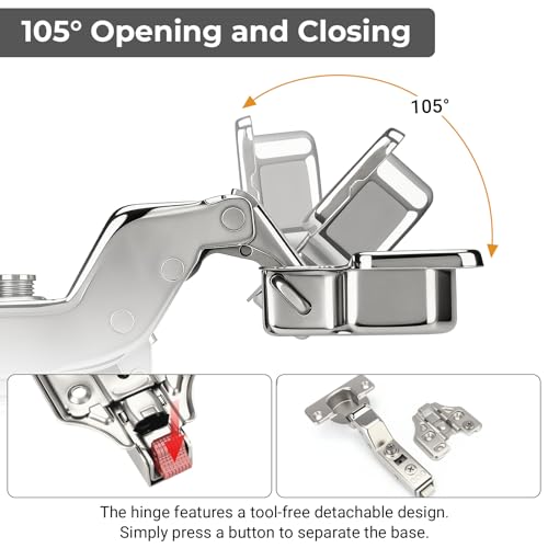 4 Pack Soft Close Inset Cabinet Hinges 35mm, 3D Hydraulic - size: Inset
